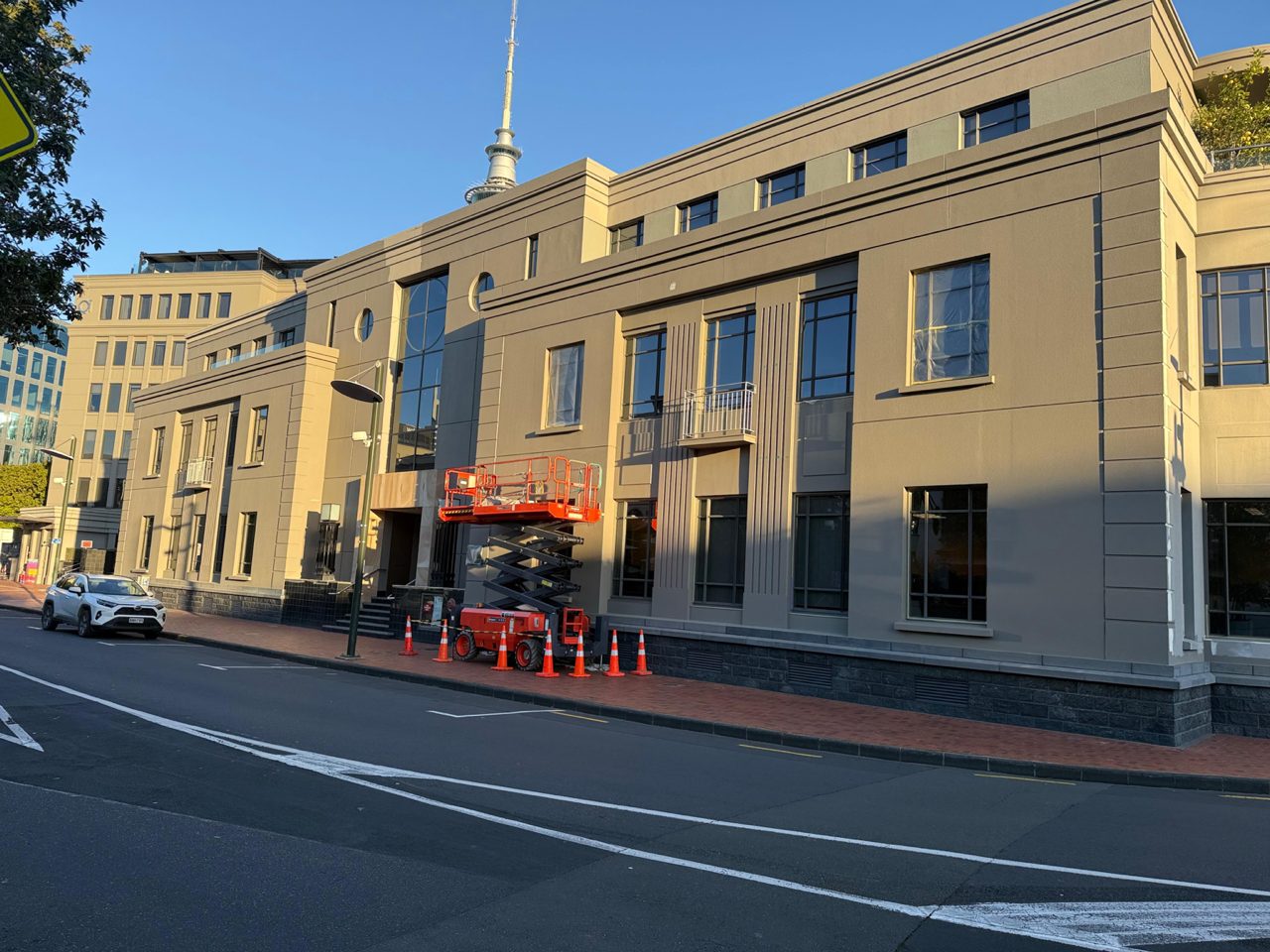 Multi-level Auckland CBD commercial building after a full exterior repaint
